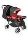 Moon Luxury Canopy Pair Twin Stroller With Removable Armrest Or Tray, Fire Red