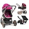 Teknum 3 in 1 Pram stroller - Wine + Infant Car Seat