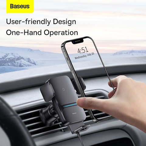 BASEUS  Wisdom Auto Alignment Car Mount Wireless Charger QI 15 (Air Outlet base）Black