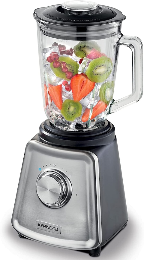 KENWOOD Glass Blender 800W Smoothie Blender Cum Smoothie Maker 1.5L with Glass Grinder Mill, Meat Grinder/Chopper Mill, Ice Crush Function BLP44.270SS Silver
