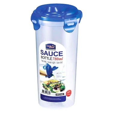 Lock &amp; Lock Plastic Sauce Bottle HPL936D Clear And Blue 780ml