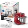 Bosch Kitchen Machine ,700 Watt, 4 Speed Settings, 3.8 Liter Bowl, Whisk, Stirrer &amp; Kneading Hook, Continuous shredder with 3 discs Red Colour-MUMS2ER01G