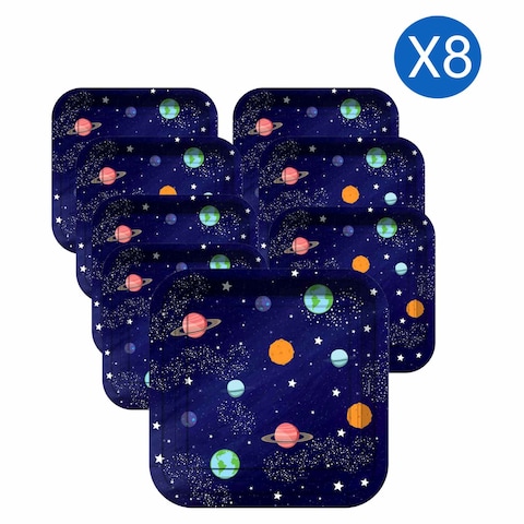 Cosmic Galaxy Printed Square Shaped Plate 18cm 8 PCS