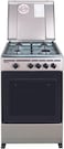 Nobel 50 x 50 Gas Cooker, 4 Gas Burners, Gas Oven With Grill Function, Enamel Grids Lid Stainless Steel Top, Made in Turkey NGC5000 Silver