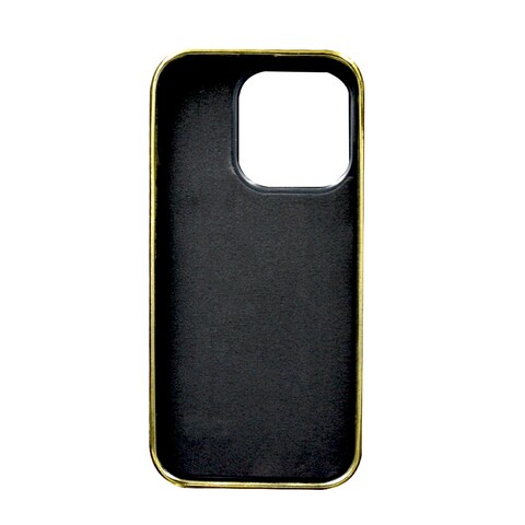 Gold Frame Croco Leather Back Grip Case Iphone 14 Pro Green