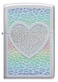 Zippo 49780 205 Heart Design Satin Chrome Windproof Lighter