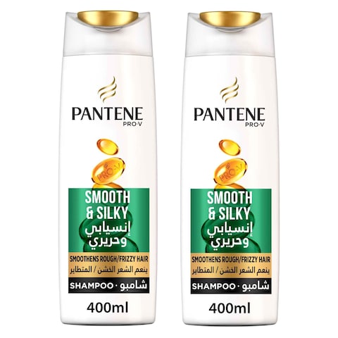 Pantene Pro V Smooth And Silky Shampoo White 400ml Pack of 2