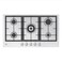 BOJ GH 4190 X, 5 Burner Built In Stainless Steel Gas HOB With Auto ignition, Safety Device, 4 Gas Burners + 1 Triple Flame Wok Burner, Cost-Iron Pan Support, Made In Italy
