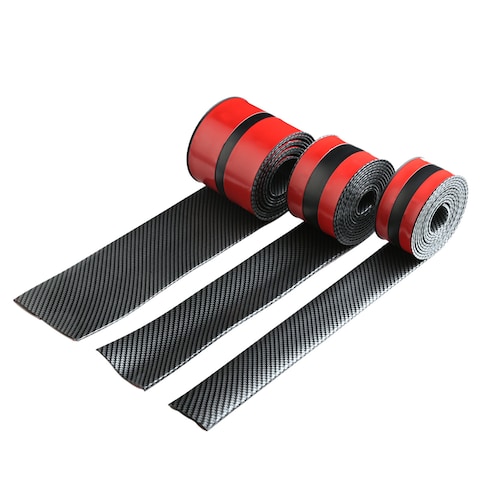 Generic-Universal Car Sticker 4D Carbon Fiber Rubber DIY Door Sill Protector Edge Guard 1m 5cm