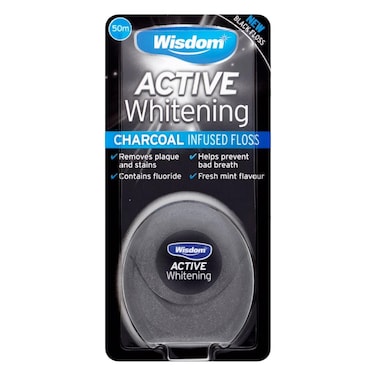 Wisdom Active Whitening Charcoal infused Floss 50mm