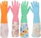 ZALCOON  2 Pairs Long Cuff Waterstop Dishwashing Cleaning Household Latex Gloves