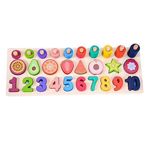 Buy GEMEM Big Wooden Number Puzzle Sorting Montessori Toys for Toddlers ...