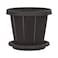 Cosmoplast Cedargrain Flower Pot With Tray Dark Brown 10inch