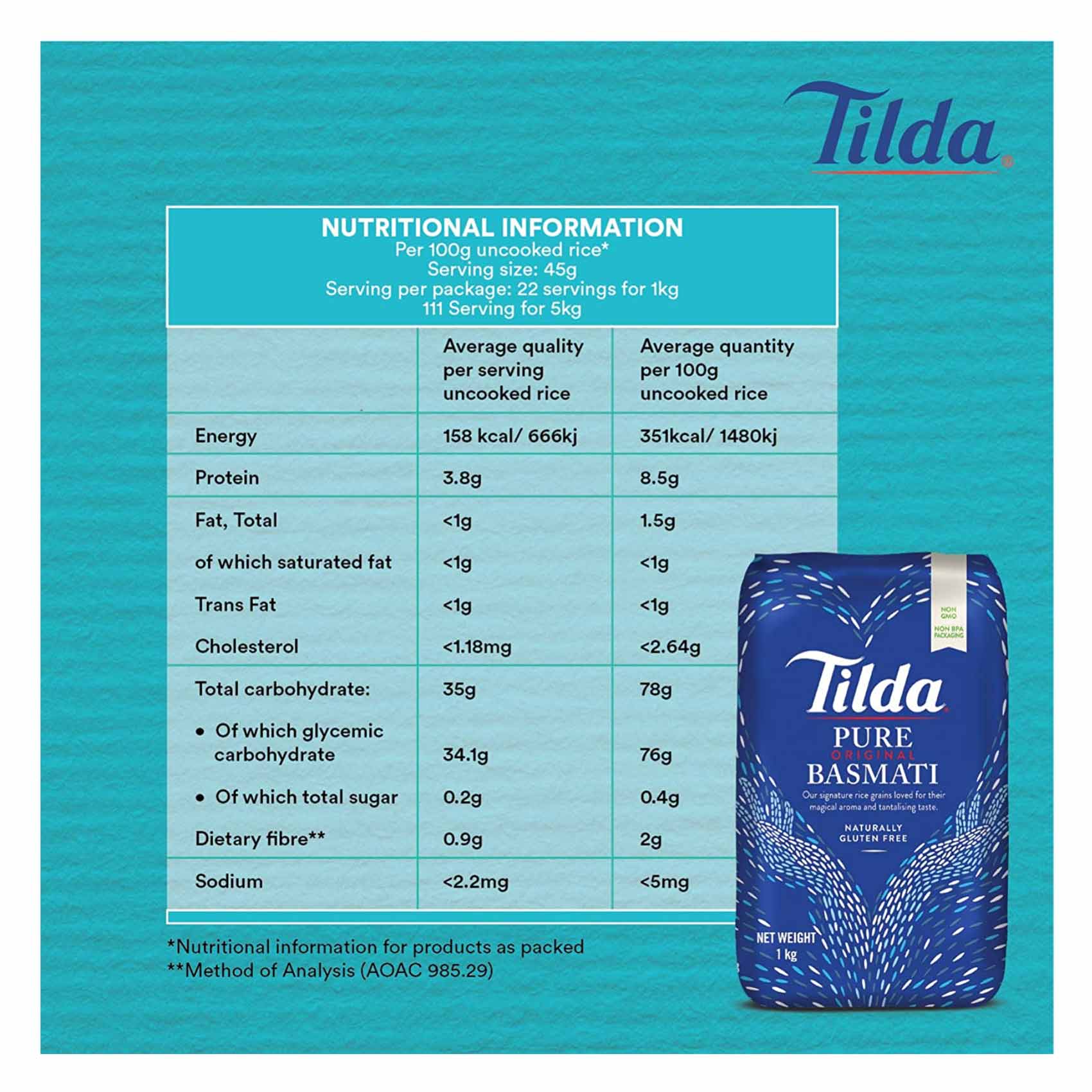 Tilda Pure Original Basmati Rice 1 Kg product thumbnail 2