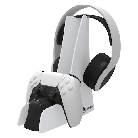 Snakebyte Dual Charge And Headset Stand For PlayStation 5 White