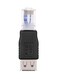 Generic - USB A Female F to Ethernet Male Router Adapter Black