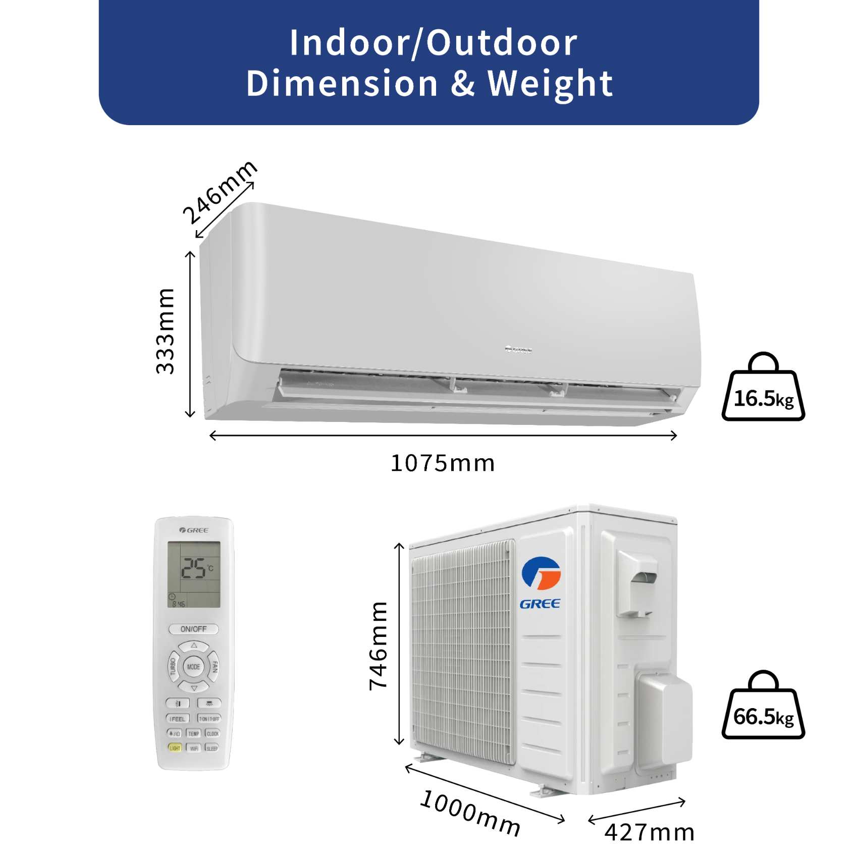 Gree Split Air Conditioner 2.5 Ton - Wifi Enabled - Rotary Compressor - P4matic-P30C3