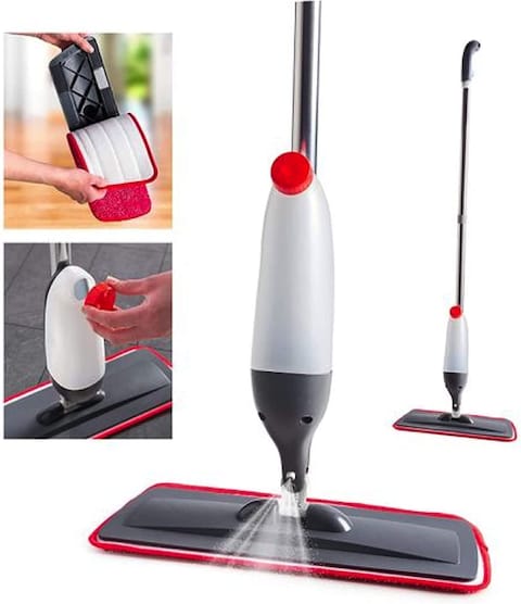 Spray Mop for Floors, Water Spraying Cleaner with 700 ml Refillable Bottle and Microfiber Washable Reusable Pads, Multipurpose Floor Mop for Laminate, Tile, Hardwood, Marble, Vinyl