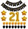 Party Time 23-Pieces Decoration Set of Black Happy Birthday Banner, Foil Balloon and Black &amp; Gold Latex Balloons For 21st Birthday Party Decoration - Party Supplies