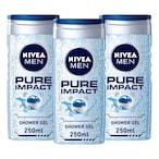 Buy NIVEA MEN 3in1 Shower Gel Pure Impact Fresh Scent 250ml Pack of 3 in UAE