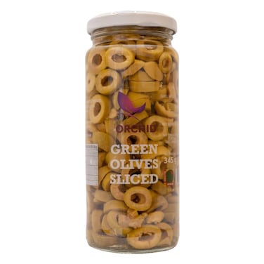 G.ORCHID SLICED GREEN OLIVES 340G