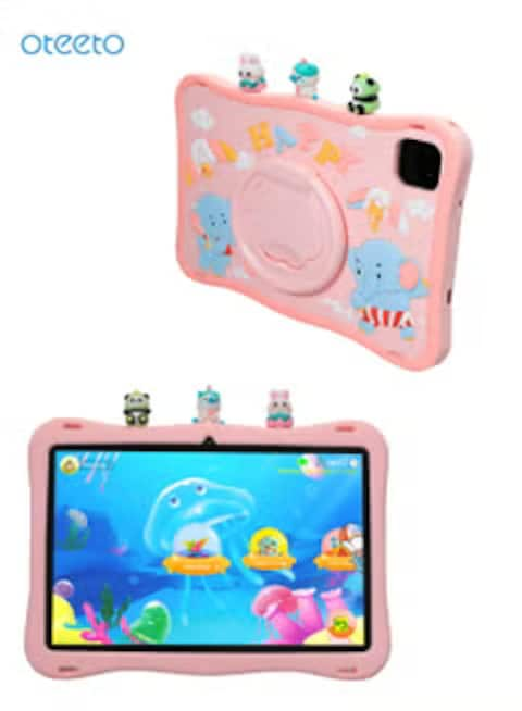 Oteeto TAB 10 Kids Tablet/10.1 Inch IPS/6GB RAM + 128GB ROM/5MP Front + 8 MP Rear Camera/Includes Sticker, Little Doll 5 pcs