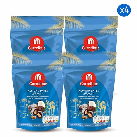 Carrefour Almond Milk Chocolate and Coconut Dates, 100g Pack of 4