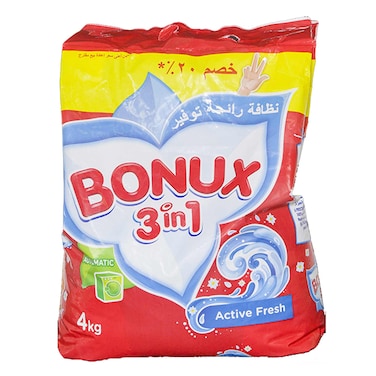 Bonux Automatic Active Fresh Detergent Powder 4KG 20Percent  Off