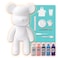 DIY CREATE YOUR OWN UNIQUE ACRYLIC FLUID POURING PAINT MONEY SAVING BEAR (13 inch - 33 cm) COMPLETE SET, Colors: White, Light-Pink, Silver, Light-Blue, Dark-Purple, Fun Creative Gift