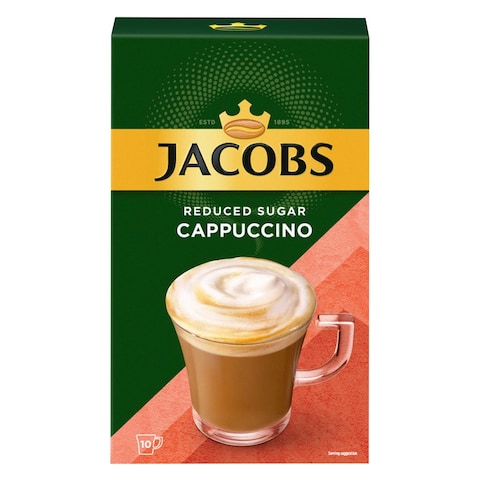 Jacobs Reduced Sugar Cappuccino Instant Coffee 11.1g x 10 Pieces