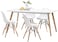 LANNY Eames White Dining Set(1+4): Wood Rectangle Table-T6+Plastic Seat Wood Leg Chair-1618, Modern Eating Furniture for Living Room/Desk/Office/Meeting Room/Kitchen/Lounging/Cafeterias