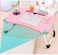 Generic Laptop Desk Folding Bed Table Laptop Desk With Ipad And Cup Holder Notebook Study Laptop Stand Desk For Bed &amp; Sofa Computer Table With Folding Legs Watch Movies-Pink