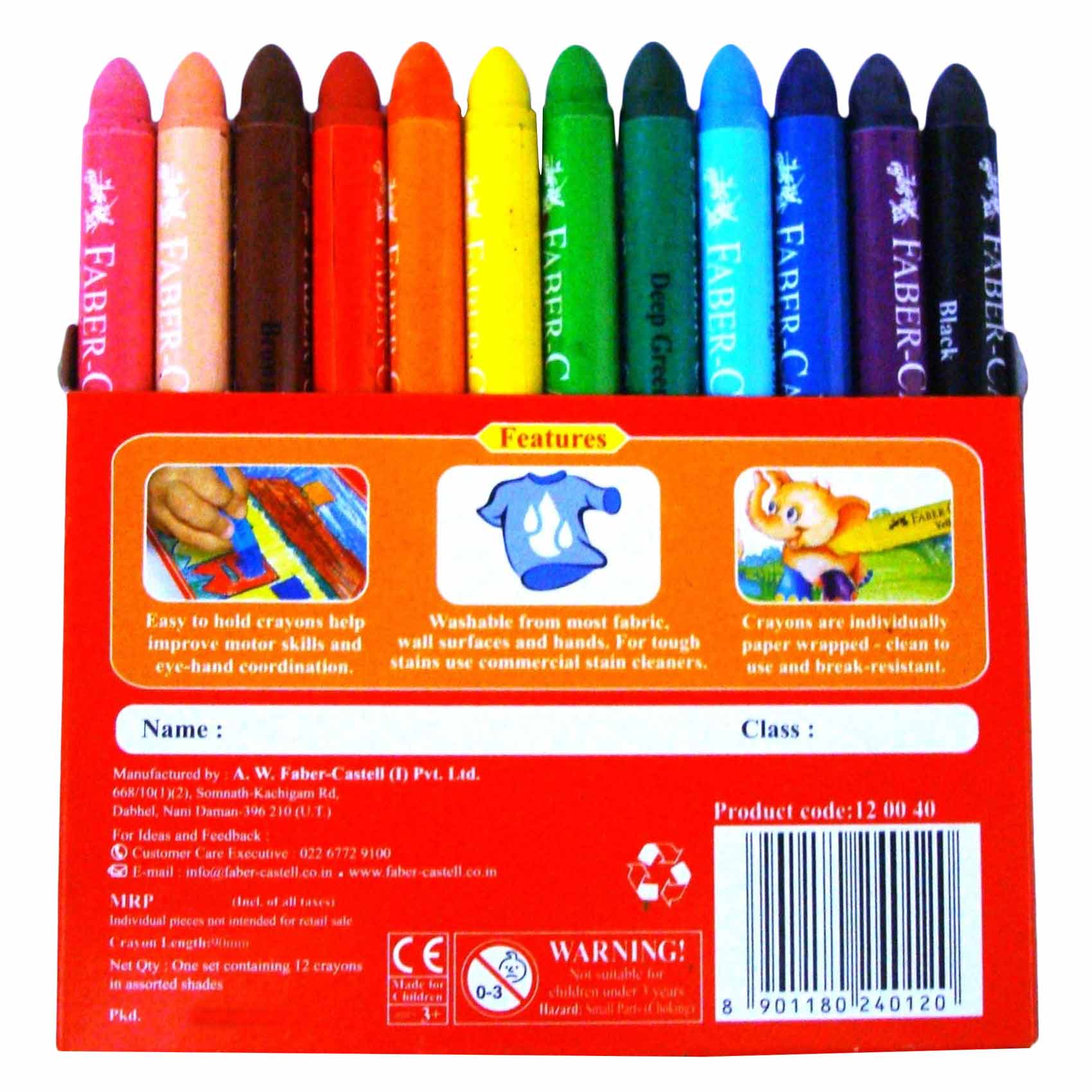 Faber Castell Wax Jumbo Crayons 12 Pieces
