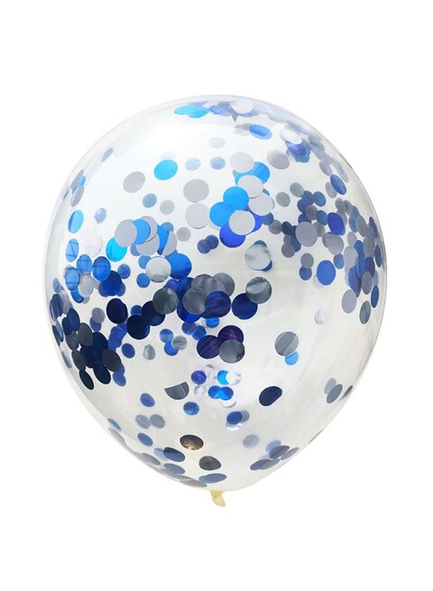 10-Piece 12inch Blue&amp;Silver Confetti Balloon Birthday Party Decoration Set