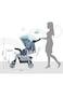 Moon Trek New Born One Hand Fold Multi Position Recline Stroller, Two Tray, Large Canopy And Shopping Basket - Blue Fashion Stripe