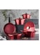 OMS 9Pcs Oven Safe Granite Cookware - Red Color