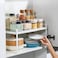 Expandable Storage Rack Metal Shelf Storage Organizer For Cabinets And Countertops And Under Sink White