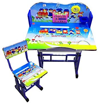 Buy Beautiful Study Table & Chair With Clock Attached, Attractive Train ...