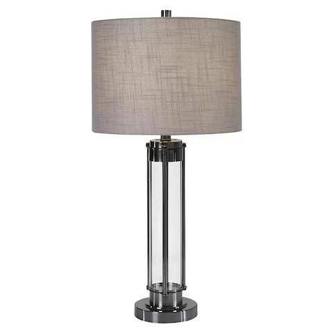 The Uttermost Co Glass and Steel Table Lamps, 2 Pack