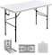 LANNY Folding Plastic Table Adjustable 2 Heights-74cm&amp;50cm for Kitchen Restaurant Garden Patio Outside/Outdoor Inside/Indoor Party Picnic and Events - Plain White Top Size 122 * 60cm