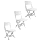 Esqube Folding Chair, Patio And Outdoor Beach Chair, White - Pack Of 3