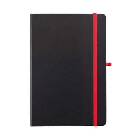 Santhome Classic Lined Notebook | A5, Hardcover, Ruled Paper Notebooks, Writing Pads, Dairy - 192 Pages (Black/Red)