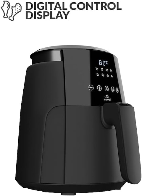 Evvoli Digital Air Fryer 4 Liters No Pre-Heat Needed No-Oil Frying Fast Crispy And Healthy Digital Temperature Control - EVKA-AF4008D