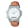 Men's Leather Analog-Digital Wrist Watch MTP-VC01L-7E Brown