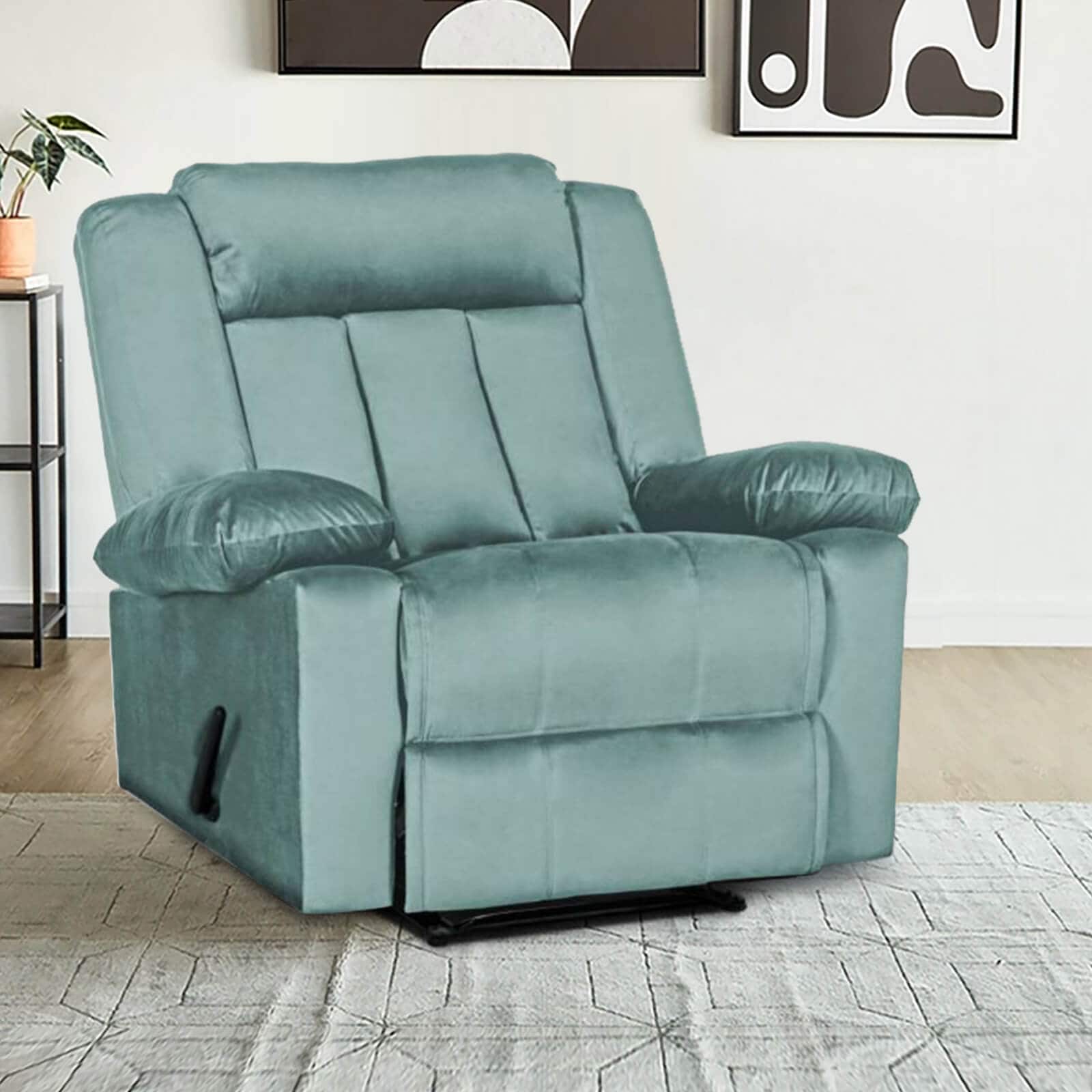 Buy In House Velvet Rocking Recliner Chair - Light Turquoise - AB05 ...