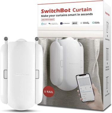 SwitchBot Curtain Smart Electric Motor, Wireless App or Automate Timer Control, Add Hub Mini/Plus Compatible with Alexa, Google Home, HomePod, IFTTT (U-Rail)