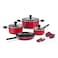 Prestige  9-Piece Non-Stick Cookware Set   Pots and Pans Set for Kitchen   Non-Stick Aluminium   PR22430 - RED