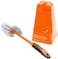 Royalford One Click Series Toilet Brush With Holder &ndash; Easy Storage With Comfortable Handle &ndash; Compact Design &ndash; Clears Clogged Toilets And Drains &ndash; Ideal For Home And Office Use - Orange, Rf2372