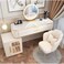 AWD Elegant Simple Advanced Solid Wood Dressing Table, Bedroom Dressing Table, with Smart Mirror and Stools Color White