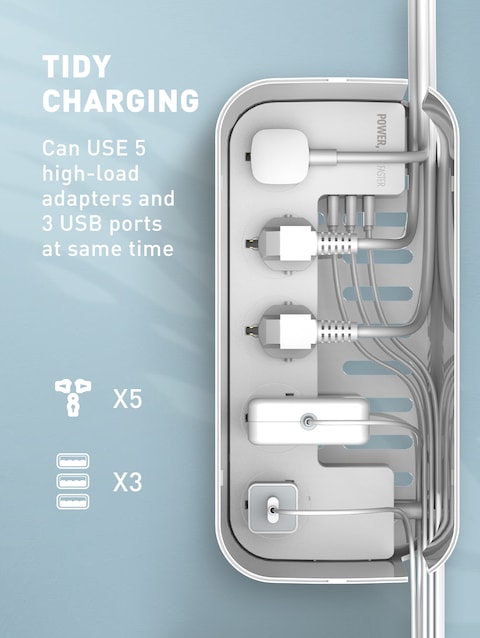 LDNIO Power Strip With Five Socket And Three USB Port